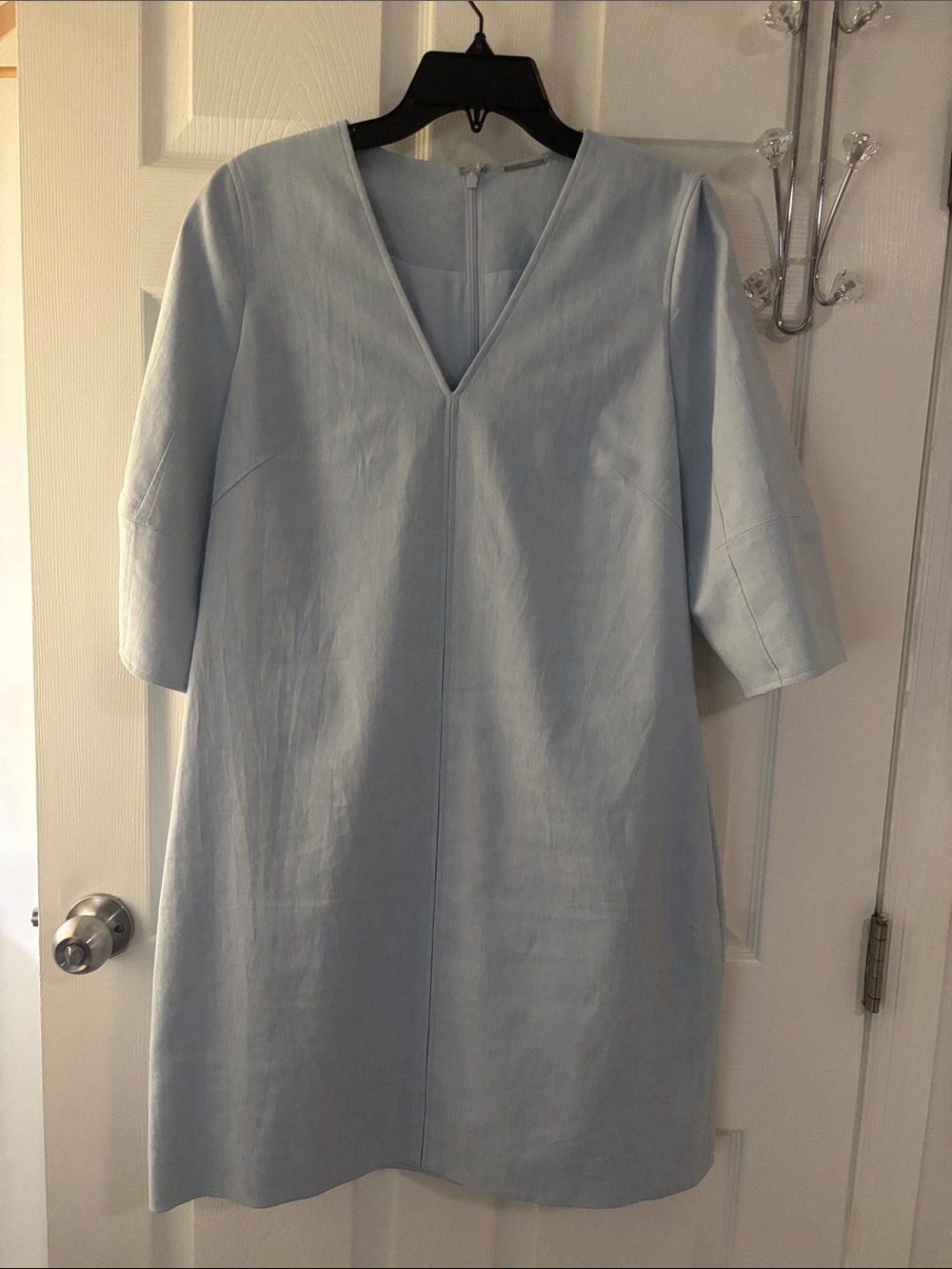 Elie Tahari Pale Blue V-Neck Midi Dress